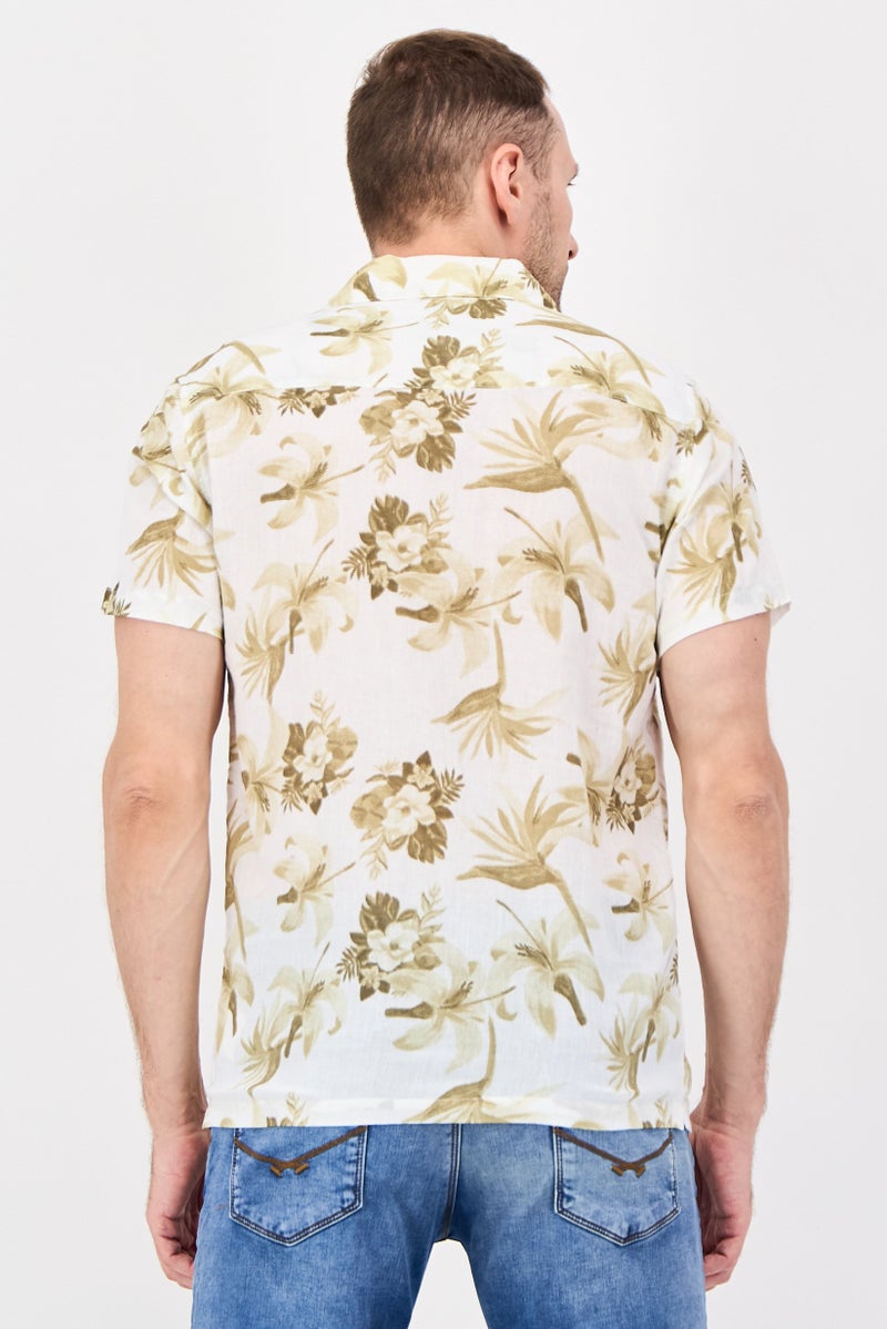 Threadbare Men Regular Fit Short Sleeve Floral Print Casual Shirt, Multicolor - Image 3